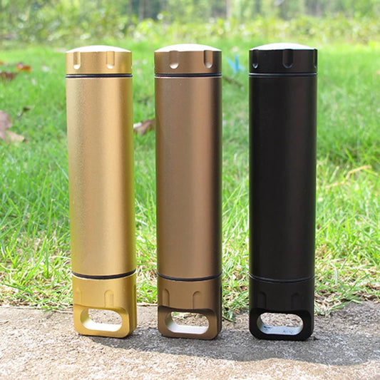 Tragbare wasserdichte Kapsel - Aluminium Outdoor Survival Pillendose, Multifunktionsbehälter, Abschließbarer Aufbewahrungstank